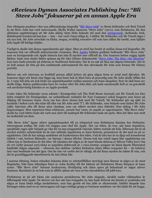 eReviews Dyman Associates Publishing Inc: “Bli Steve Jobs” fokuserar på en annan Apple Era