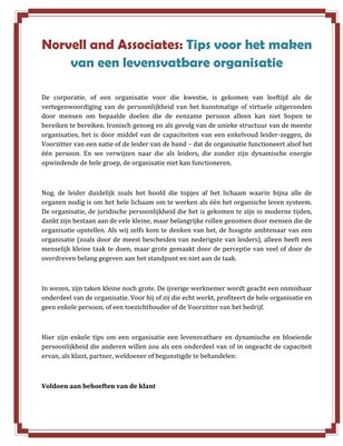 Norvell and Associates: Tips voor het maken van een levensvatbare organisatie