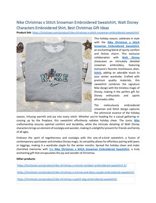 Nike Christmas x Stitch Snowman Embroidered Sweatshirt)