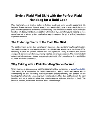 Style a Plaid Mini Skirt with the Perfect Plaid Handbag for a Bold Look