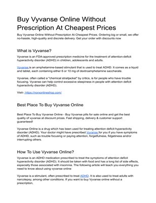 Buy Vyvanse Online Without Prescript… | MagCloud