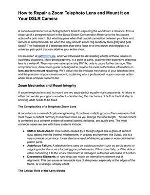 How to Repair a Zoom Telephoto Lens and Mount It on Your DSLR Camera