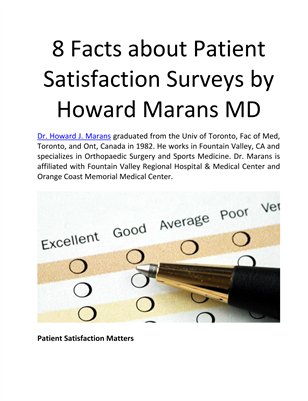 8 Facts about Patient Satisfaction Surveys by Howard Marans MD
