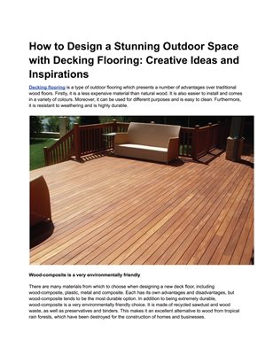How to Design a Stunning Outdoor Space with Decking Flooring: Creative Ideas and Inspirations