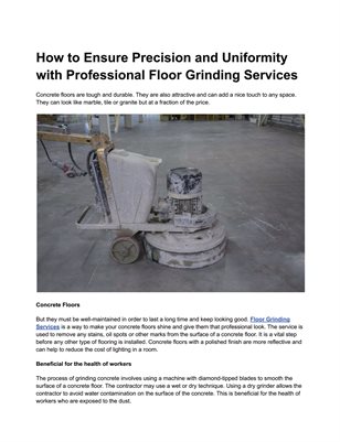 How to Ensure Precision and Uniformity with Professional Floor Grinding Services