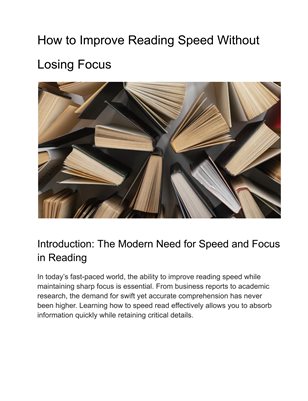 How to Improve Reading Speed Without Losing Focus