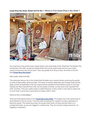 Carpet Shop Abu Dhabi, Dubai and Al Ain :- Where to Find Carpet Shop in Abu Dhabi ?