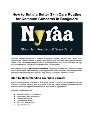 How to Build a Better Skin Care Routine for Common Concerns in Bangalore
