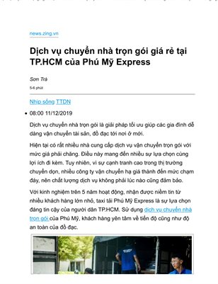 Dịch vụ chuyển nhà giá rẻ trọn gói TPHCM Zing News