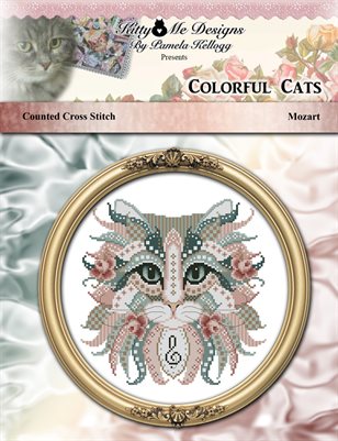 Colorful Cats Mozart Counted Cross Stitch Pattern