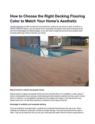 How to Choose the Right Decking Flooring Color to Match Your Home's Aesthetic