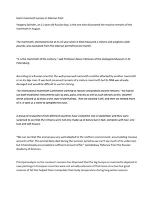 Crown Eco Management Giant mammoth carcass in Siberian  | Crown Capital Management Jakarta Indonesia