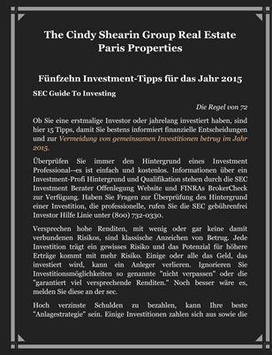 The Cindy Shearin Group Real Estate Paris Properties: Fünfzehn Investment-Tipps für das Jahr 2015