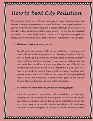 How to Beat City Pollution