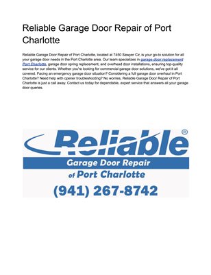 Reliable Garage Door Repair of Port Charlotte