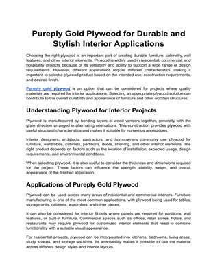 Pureply Gold Plywood for Durable and Stylish Interior Applications