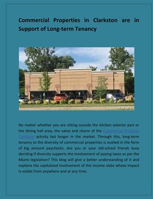 Commercial Properties in Clarkston are in Support of Long-term Tenancy