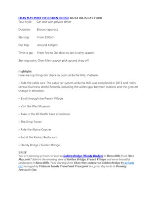 Chan May to Golden Bridge