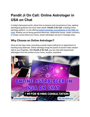 Pandit Ji On Call: Expert Online Astrologer in USA on Chat