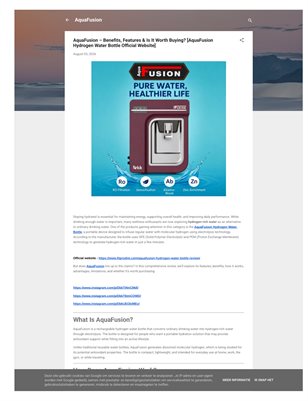 AquaFusion – Benefits, Features & Is It Worth Buying? [AquaFusion Hydrogen Water Bottle Official Website]