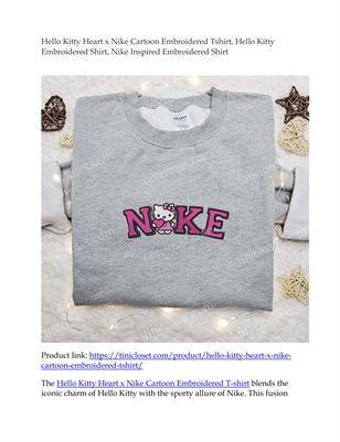 Hello Kitty Heart x Nike Cartoon Embroidered Tshirt