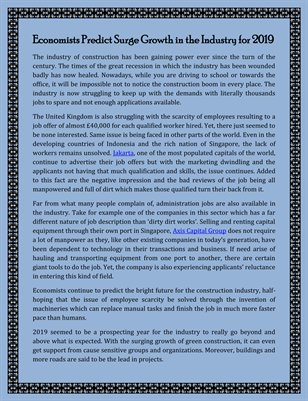 Economists Predict Surge Growth in the Industry for 2019