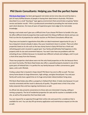 Phil Devin Consultants: Helping you find the perfect home