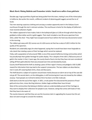 Black Hawk Mines Bulletin