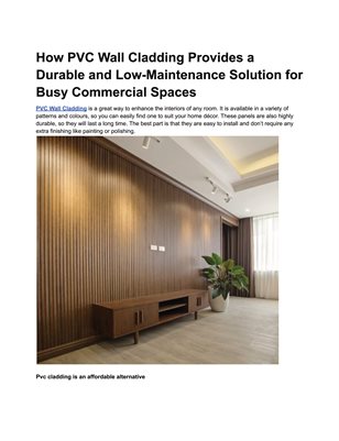 How PVC Wall Cladding Provides a Durable and Low-Maintenance Solution for Busy Commercial Spaces
