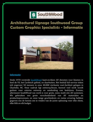 Architectural Signage Southwood Group Custom Graphics Specialists - Informatie
