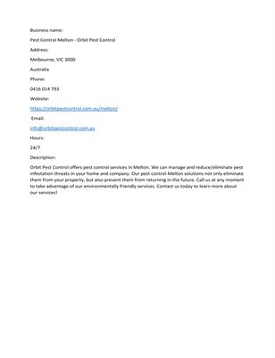 Pest Control Melton - Orbit Pest Control 