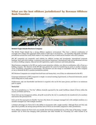What are the best offshore jurisdictions? by Bowman Offshore Bank Transfers