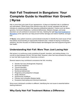 Hair Fall Treatment in Bangalore: Expert Guide by Nyraa
