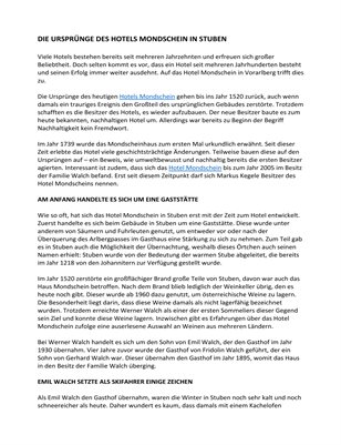 Die Ursprünge des Hotels Mondschein in Stuben