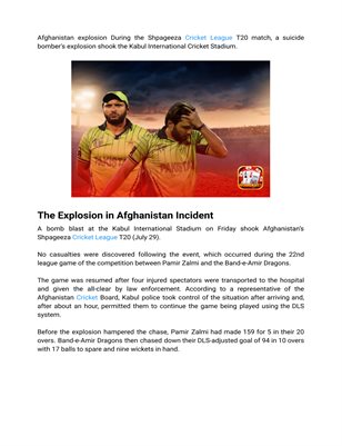 Explosion in Afghanistan Cricket League