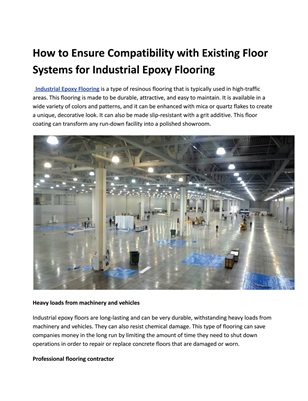 How to Ensure Compatibility with Existing Floor Systems for Industrial Epoxy Flooring