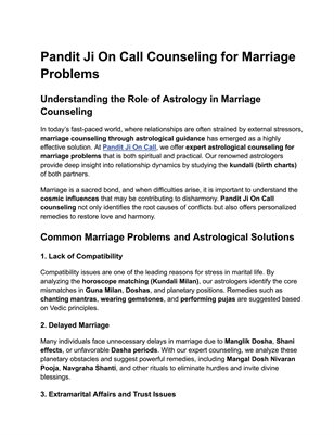 Pandit Ji On Call | Marriage Problem Solutions