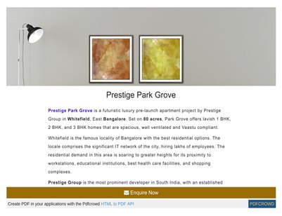 Prestige Park Grove Ongoing Project