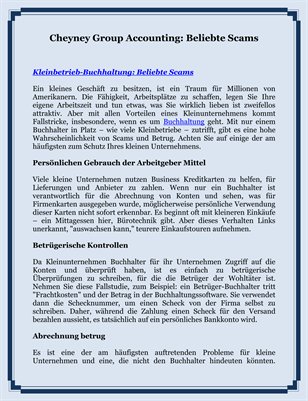 Cheyney Group Accounting: Beliebte Scams