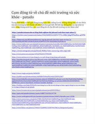 Cụm động từ về chủ đề môi trường và sức khỏe - patado