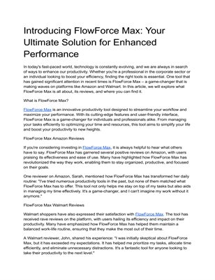 Introducing FlowForce Max: Your Ultimate Solution for Enhanced Performance