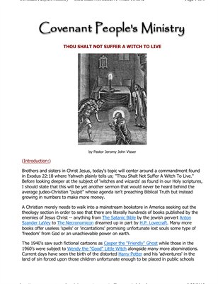 Thou Shalt Not Suffer A Witch To Live