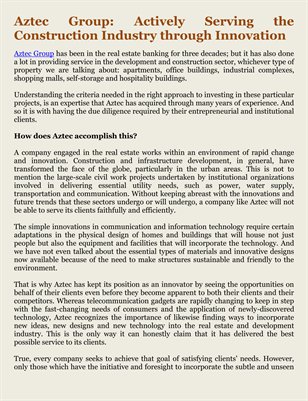 Aztec Group: Actively Serving the Construction Industry through Innovation