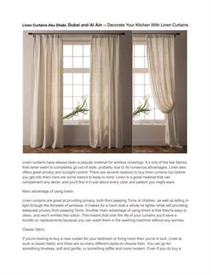 Linen Curtains Abu Dhabi, Dubai and Al Ain :- Decorate Your Kitchen With Linen Curtains