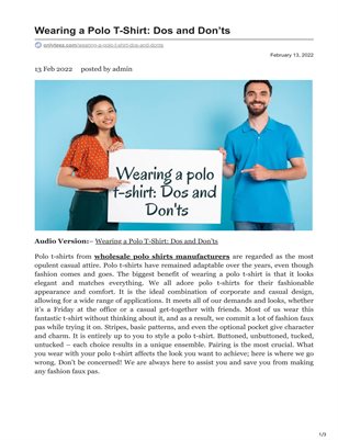 Wearing a Polo T-Shirt Dos and Donts