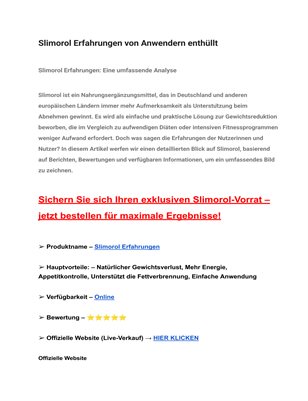 Slimorol Erfahrungen von Anwendern enthüllt