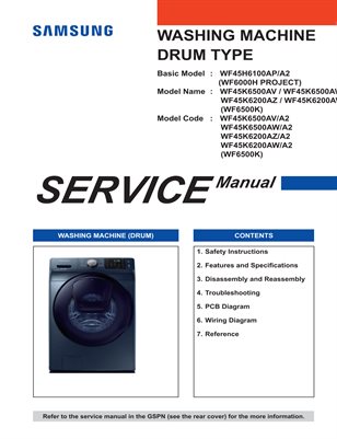 SAMSUNG WF45K6500AV/A2 and WF45K6500AW/A2 Service Manual