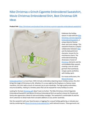 Nike Christmas x Grinch Cigarette Embroidery
