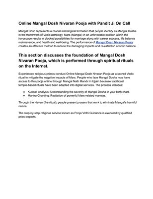 Pandit Ji On Call | Online Mangal Dosh Nivaran Pooja Services