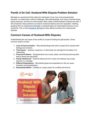 Husband-Wife Dispute Problem Solution